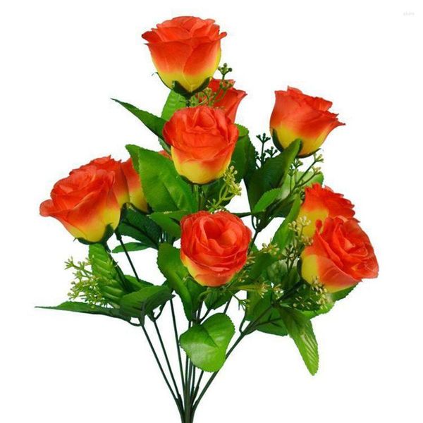 Fleurs décoratives 10heads fausses rose artificielle fleur en soie en cargar