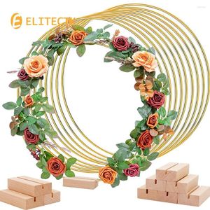 Fleurs décoratives 10 pc 12 pouces cerceau en métal couronne florale macramé or grands anneaux d'artisanat pour faire un décor de mariage attrape-rêves et bricolage mur