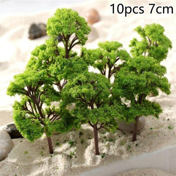 Fleurs décoratives 10PC 7 / 9cm Arbres Modèle Jardin Wargame Train Chemin de fer Architectural Paysage Disposition Arbre Vert Modèles Mini Table De Sable Jouets