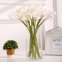 Fleurs décoratives 10pc artificiels pu calla lis real touch faux bouquets fleur pour décoration de mariage