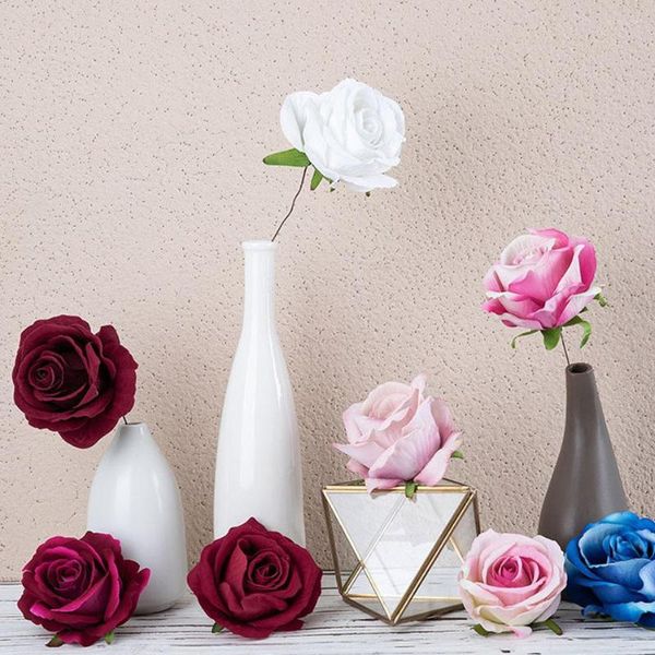 Fleurs Décoratives 10Pc Tête De Rose Artificielle Pour La Saint Valentin Bricolage Ours En Peluche Cadeaux De Mariage Invités Cadeau Petite Amie Fête Décor Fleur