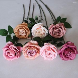 Fleurs décoratives 10Pc automne décor Rose bouclé bord branche artificielle fête de mariage Arrangement de fleurs décoration de la maison faux Roses