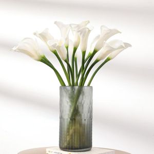 Fleurs décoratives 10Pc Grand Calla Lily PU Real Touch Décor De Mariage Artificiel Arrangement De Fleurs Maison Décoration De Table Faux