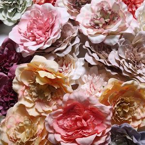 Fleurs décoratives 10 pièces 10CM pivoine fleur tête décoration de mariage plantes artificielles bricolage mur route leader soie ménage