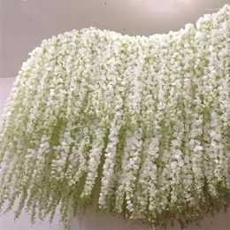 Decoratieve bloemen 10 stks 120 cm Artificial Wisteria Flower Vine zijde gecodeerde Hyangea Rattan String Wedding Party Hangende slingersdecor