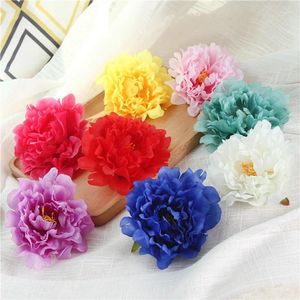 Flores decorativas 10 piezas de 13 cm Cabezales de flores de peonía artificial Mesa de cumpleaños de boda Decoración de guirnaldas falsas de guirnaldas hechas a mano Flores