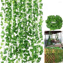 Fleurs décoratives 10 pièces 2M fausses feuilles guirlande plante vigne feuillage décor à la maison en plastique rotin chaîne décoration murale plantes artificielles