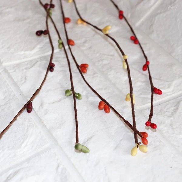Fleurs décoratives 10 pièces 40 cm bricolage baies artificielles vigne couronne de noël matériel simulé baie rotin porte fenêtre décor guirlande