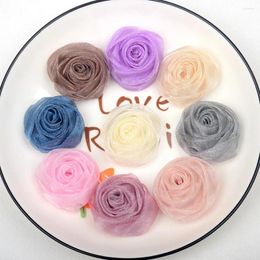Fleurs décoratives 10pcs 5cm à plat Organza Rose Bude à la main Corèciens Fleur fleur de bricolage