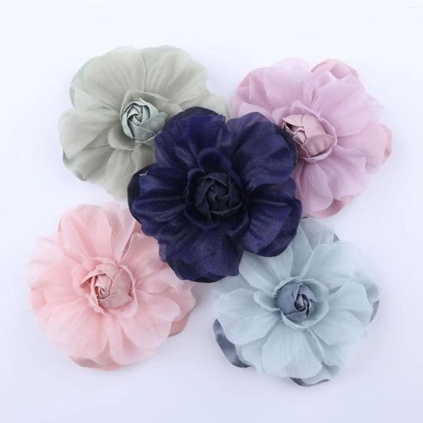 Fleurs décoratives 10 pièces 6CM tissu fait à la main artificielle fausse robe de mariée vêtements chapeaux coiffure femmes cou décoration bricolage accessoires