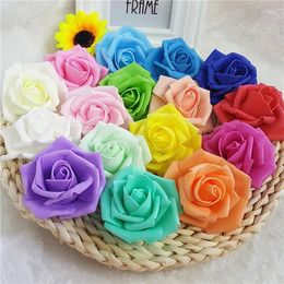 Fleurs décoratives 10 pièces 7CM 16 couleurs artificielles PE mousse Rose têtes de fleurs pour bricolage maison mariage Bouquet poignet baiser boules décoration