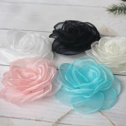 Decoratieve Bloemen 10 STKS 8 CM Kunstmatige Hoofd Organza Stof Haarspeld Corsage Trouwjurk Kleding Maken Accessoires Zijde