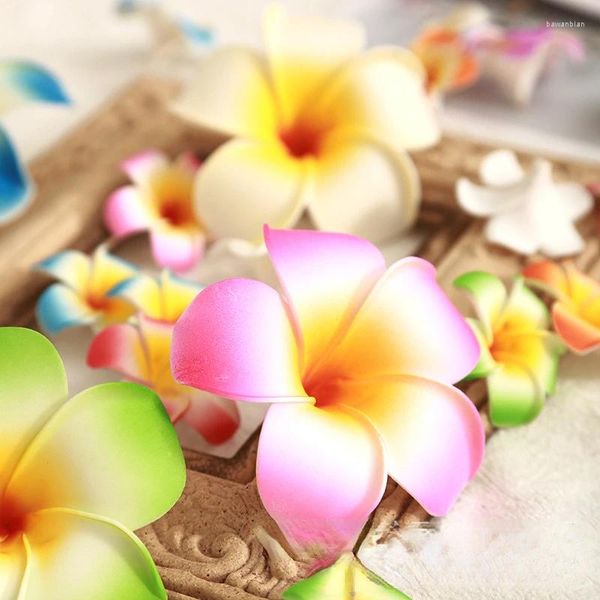 Fleurs décoratives 10pcs 9cm tête de fleur artificielle Eva Egg Ressor Hairpin Accessories Hawaiian MAIN