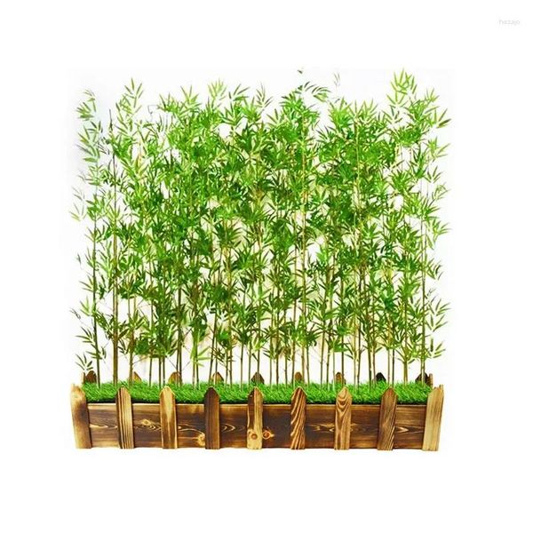 Fleurs décoratives 10 pièces bambou artificiel simulé fausses plantes vertes branche paysage intérieur extérieur écran cloison décoration 1.5-2.5M