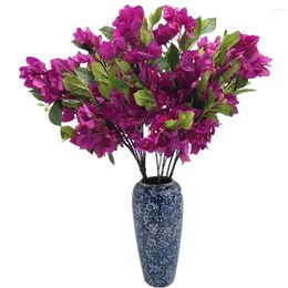 Decoratieve bloemen 10 stks kunstmatige bougainvillea bloem stengel 3 vorken zijden spectabilis bloesem boomtak voor bruiloft bloemendecor