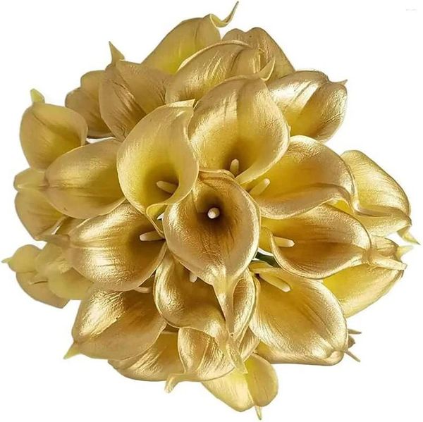 Flores decorativas 10 piezas Artificial Calla Lily Real Touch Bouquet de boda