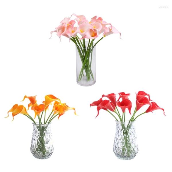 Fleurs décoratives 10pcs Artificielle Calla-Lys Fleur Bouquet De Mariage DIY Arrangement Centres De Table Office Party Décorations Pour La Maison
