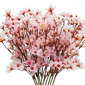 Fleurs décoratives 10 pièces fleur de cerisier artificielle soie fausse prune pour bricolage décor de fête de mariage à la maison