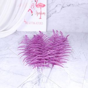 Flores decorativas 10 piezas artificiales brillo de Navidad hojas de helecho tropical arbusto de diy arreglos de flores de vacaciones árboles árbol