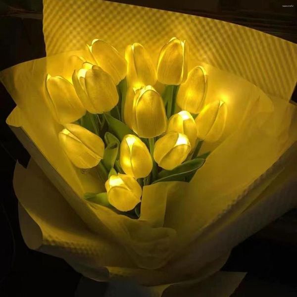Fleurs décoratives 10pcs Fleur artificielle LED ATMOSPHERE LECT