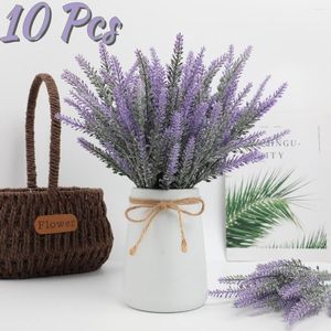 Fleurs décoratives 10 pièces lavande artificielle résistant au froid violet plante Bouquets décor de mariage fleur éternelle cadeau