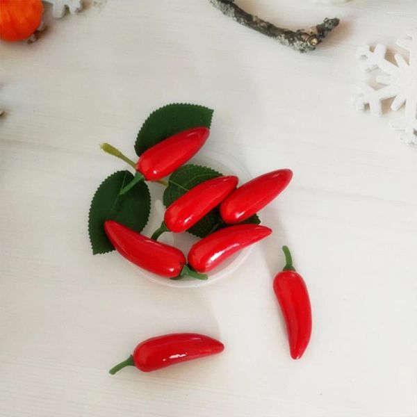 Flores decorativas 10 piezas Mini Mini Peppers Fake Simulación FRUTA Y VEDERA ORNAMIS