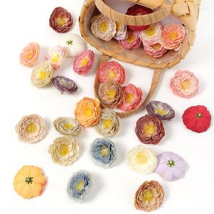 Fleurs décoratives 10pcs tête de pivoine artificielle fausses têtes de fleurs roses fournitures de guirlande bricolage décoration de fête de mariage accessoires faits à la main