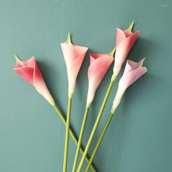 Fleurs décoratives 10 pièces artificielle PU Calla Lily pour décor de mariage Arrangement de fleurs réaliste fausse décoration de la maison Floral