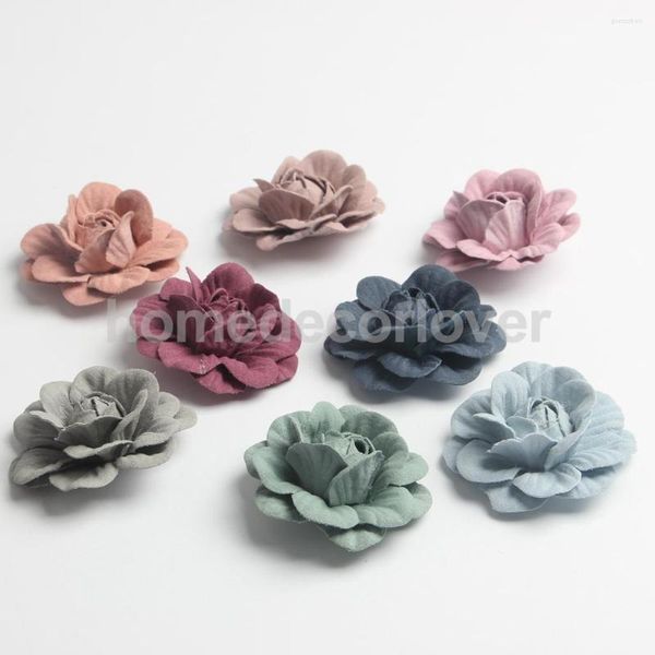 Fleurs décoratives 10 pièces têtes de fleurs artificielles en daim pour bricolage accessoires de cheveux fabrication de bijoux