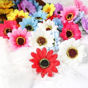 Fleurs décoratives 10 pièces tête de fleur de tournesol artificielle marguerite en vrac multicouche pour bricolage artisanat pinces à cheveux faux