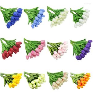Fleurs décoratives 10 pièces tulipe artificielle vraie fête de mariage décoration de maison nuptiale