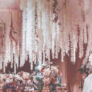 Fleurs décoratives 10 pièces artificielle Wisteria vigne guirlande tour suspendus corde fleur pour la maison jardin fête de mariage petite couronne de vigne