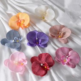 Fleurs décoratives 10pcs grandes têtes d'orchidées papillon en soie pétales tête de fleur artificielle pour bricolage Flores Cymbidium maison de mariage à la main