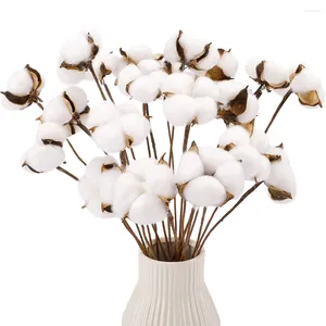 Fleurs décoratives 10pcs / bouquet Bouquet séché en coton naturel Décor de plantes artificielles pour la décoration de mariage Home Garden Garland Accessoires