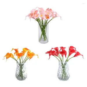 Fleurs décoratives 10pcs Calla-Lily Artificial Flower Bridal Wedding Bouquet Pu Fake for Table Centresces Party Decoration 87HA