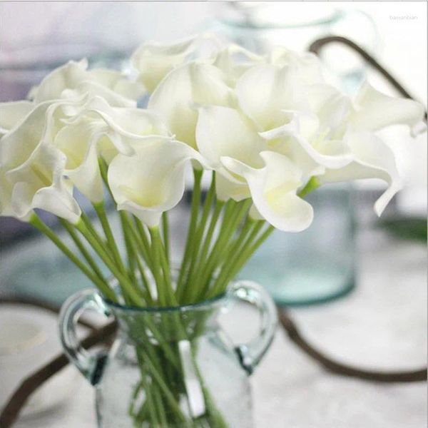 Fleurs décoratives 10pcs calla lis simulation fleur artificiel mariage mariage quotidien beau arrangement de vase décoration