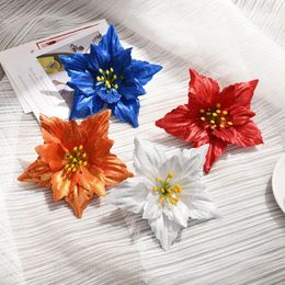 Fleurs décoratives 10pcs décoration de Noël poinsettia fleur artificielle faux ornements