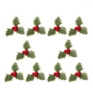 Decoratieve bloemen 10st Creatieve Kerst Stem Pick Garland Accessoires Decoratie Kunstmatige Berry Green Leaf Voor DIY Home Meeldraden