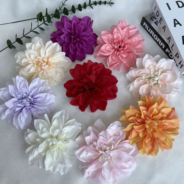 Flores decorativas 10pcs simulación dahlia árbol artificial peonal flower cabezas de flores de bricolaje Decoración de bodas coronas de recortes artesanales falso