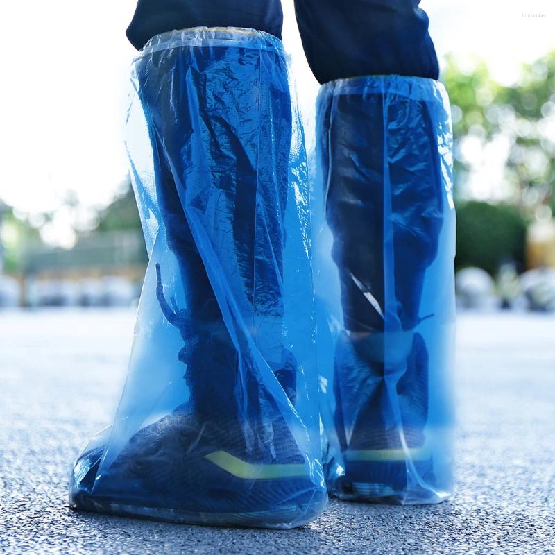 装飾的な花10pcs使い捨て靴がカバーハイトップ厚い防水防止防止防止防止ブートカーペットプロテクター（青）
