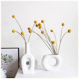 Decoratieve Bloemen 10st Gedroogde Craspedia Gele Billy Ballen Voor Bruidsboeket Decor Kerstkrans DIY Geen Vaas