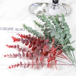 Fleurs décoratives 10pcs feuilles d'eucalyptus fleur artificielle fausses branches de plantes vertes pour vase décoration de fête de mariage décor de jardin à la maison