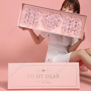 Flores decorativas 10 piezas Cajas de regalo Madre Mamá Paquete Forma de corazón Tapa de lujo Flor de San Valentín Cartón Papel Boda Día personalizado 2022