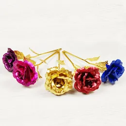 Fleurs décoratives 10pcs Foil d'or Artificial Rose Flower Decoration Decoration Mother's Decoration Ord Plated Imiteled Valentin's Gift For Girlfriend