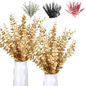 Decoratieve bloemen 10 stuks gouden kunstplanten eucalyptusblad kerstversiering voor thuis woonkamer doe-het-zelf-bruiloftbloem