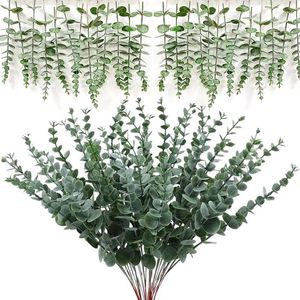 Decoratieve bloemen 10 stks groene eucalyptus bladtakken kunstmatige planten voor huizentuin bruidstafel decoratie diy boeket nep