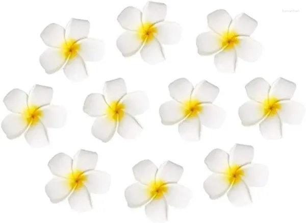 Fleurs décoratives 10pcs Hawaiian Artificial Plumeria mousse fleurie Clip de cheveux pour la coiffure de fête de mariage Décoration de la maison