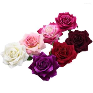 Fleurs décoratives 10pcs Scrapbook artificiel de haute qualité Silk Rose DIY Couronne murale pour la maison