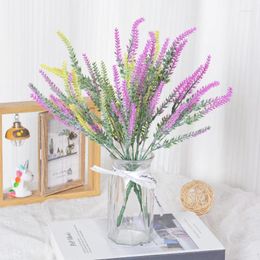 Fleurs décoratives 10pcs Lavande artificielle en velours de haute qualité Touch pour la décoration de la maison Fleur