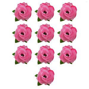 Fleurs décoratives 10pcs décor de maison ACCES ROMMANTIQUE ACCES MARIAGE DIY CRAFT ARTIFICIAL ROSE CHEP TISSE DE SILIC